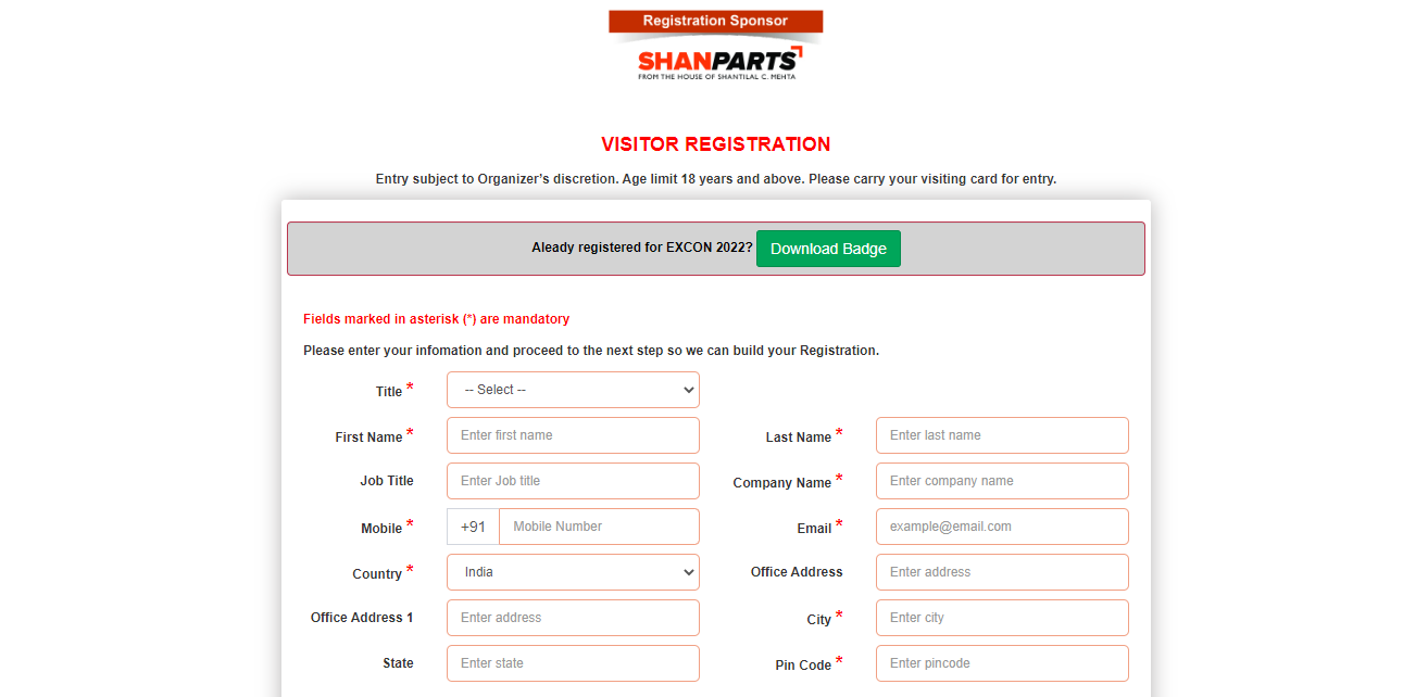 excon visitor registration