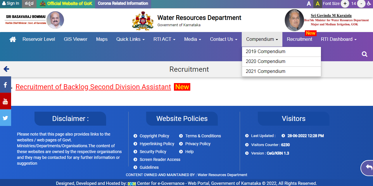 waterresources.kar.nic.in Recruitment 2022